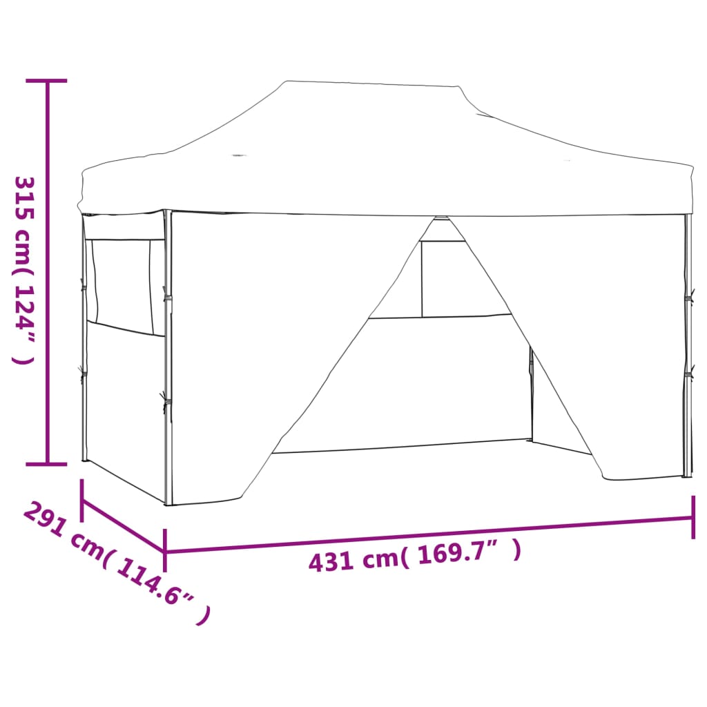 Sammenleggbart Telt Popup Med 4 Sidevegger 3X4,5 M Blå