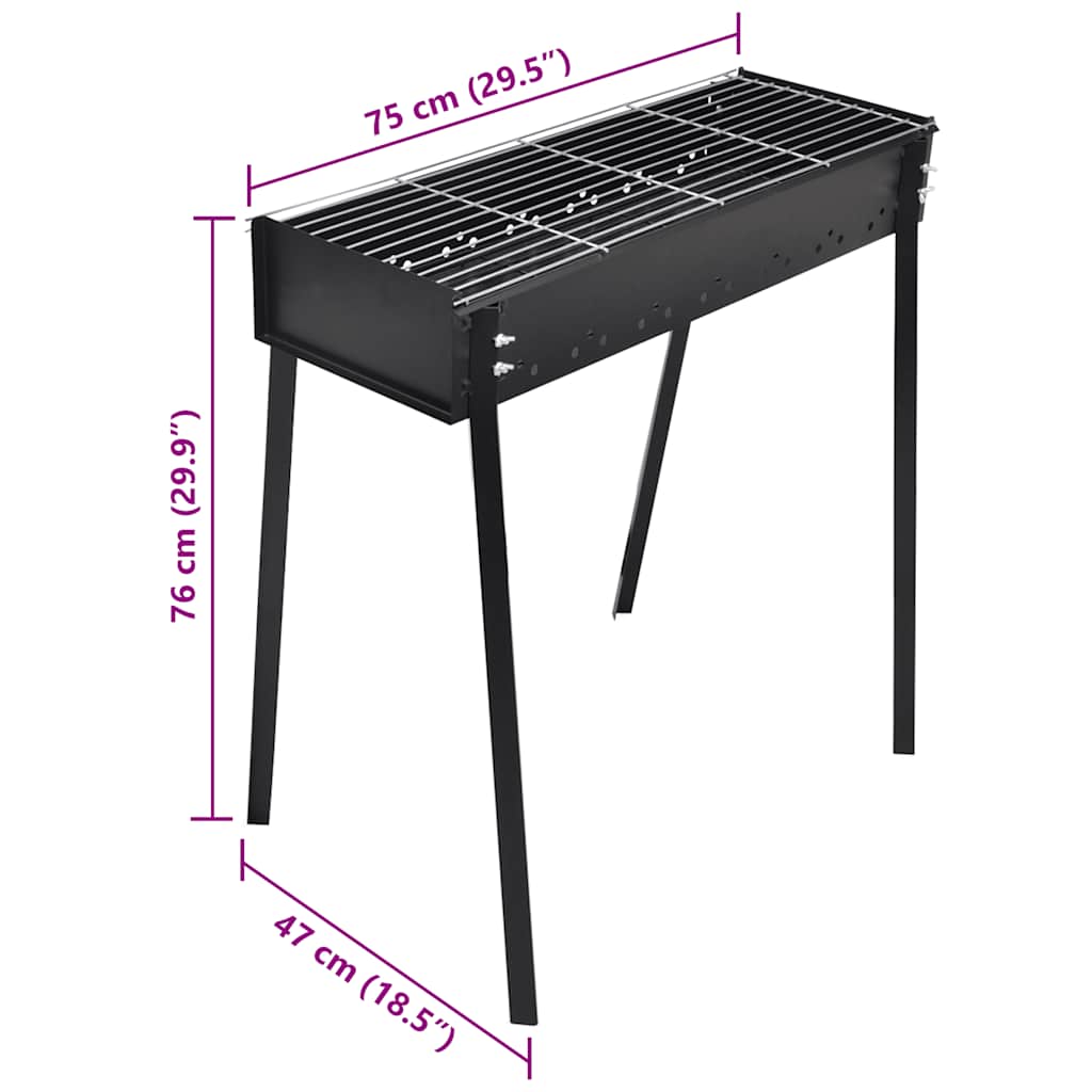 Bbq Rektangulær Kullgrill 75 X 28 Cm