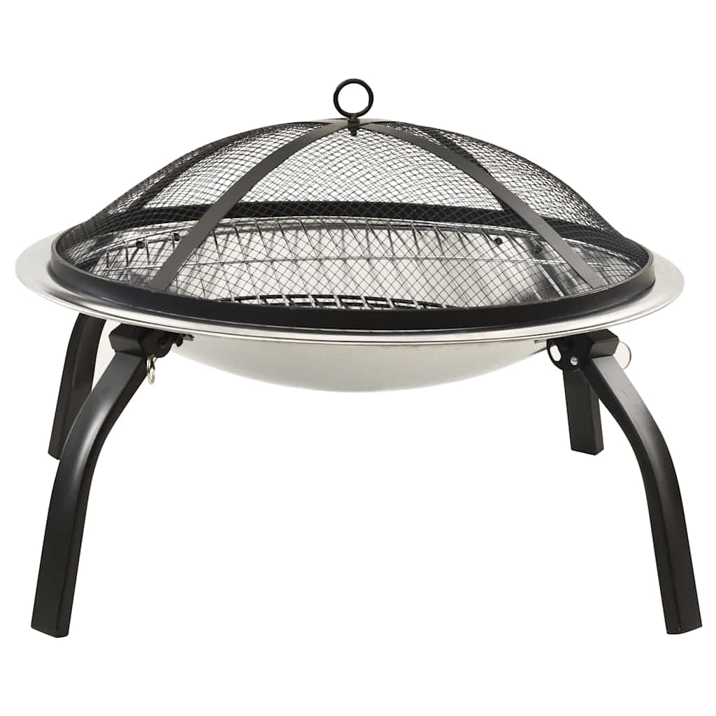 2-I-1 Bålfat Og Grill Med Ildrake 56X56X49 Cm Rustfritt Stål