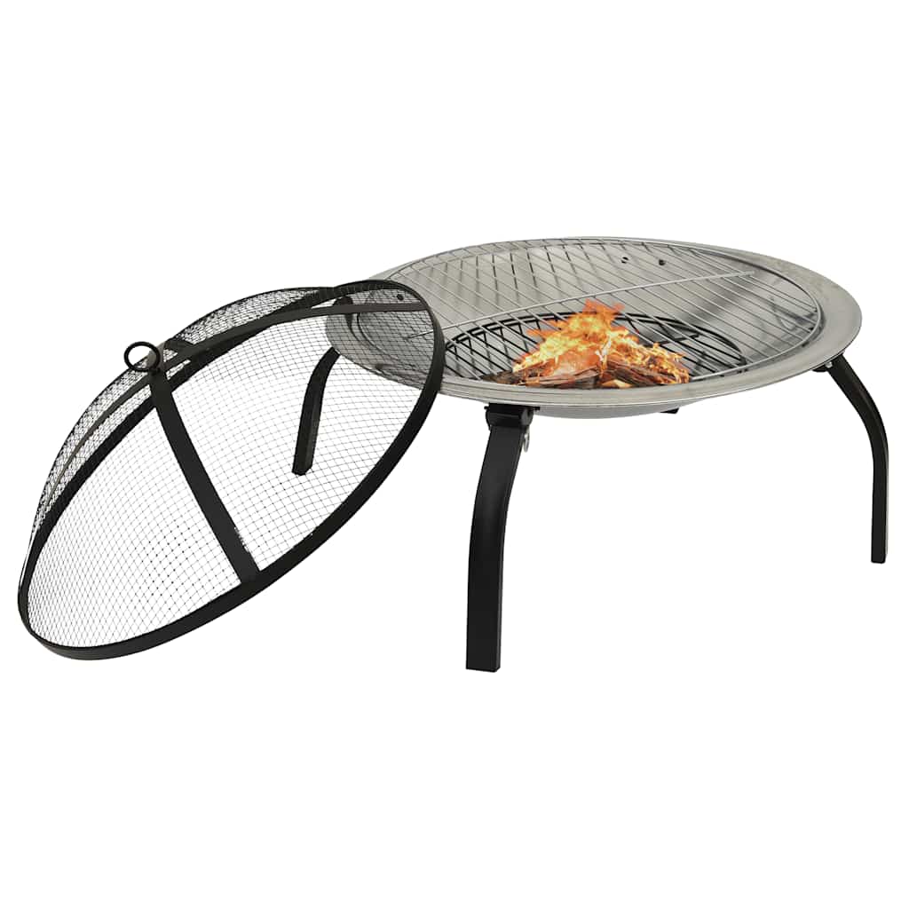 2-I-1 Bålfat Og Grill Med Ildrake 56X56X49 Cm Rustfritt Stål