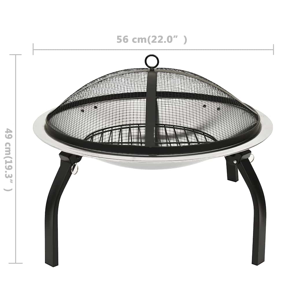 2-I-1 Bålfat Og Grill Med Ildrake 56X56X49 Cm Rustfritt Stål
