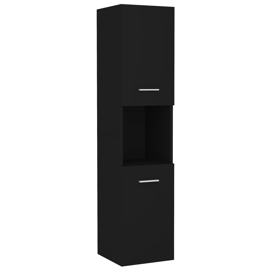 Baderomsskap Svart 30X30X130 Cm Konstruert Tre
