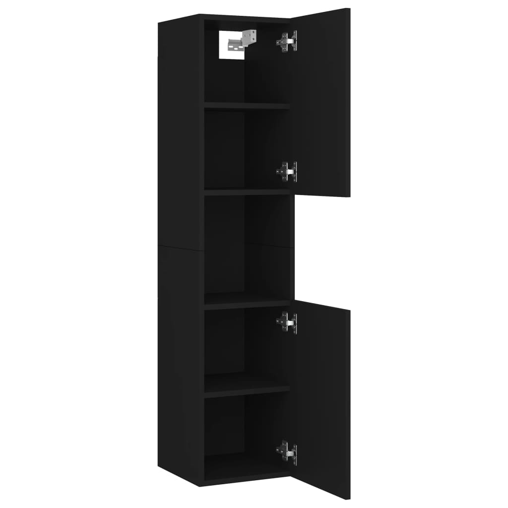Baderomsskap Svart 30X30X130 Cm Konstruert Tre
