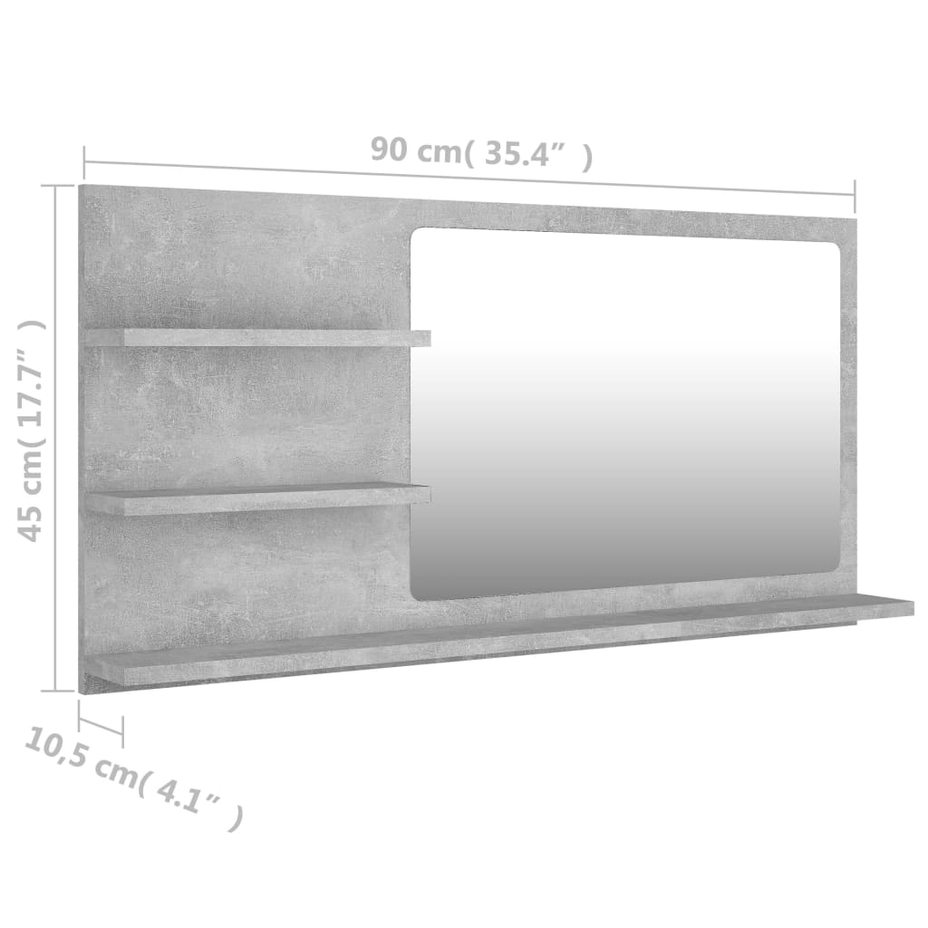 Baderomsspeil Betonggrå 90X10,5X45 Cm Konstruert Tre