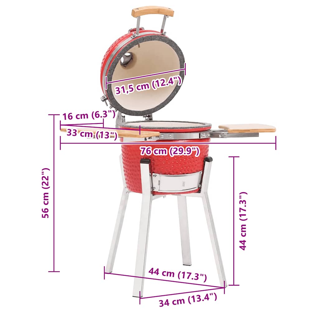 Kamado Kullgrill Med Røyker Keramisk 76 Cm