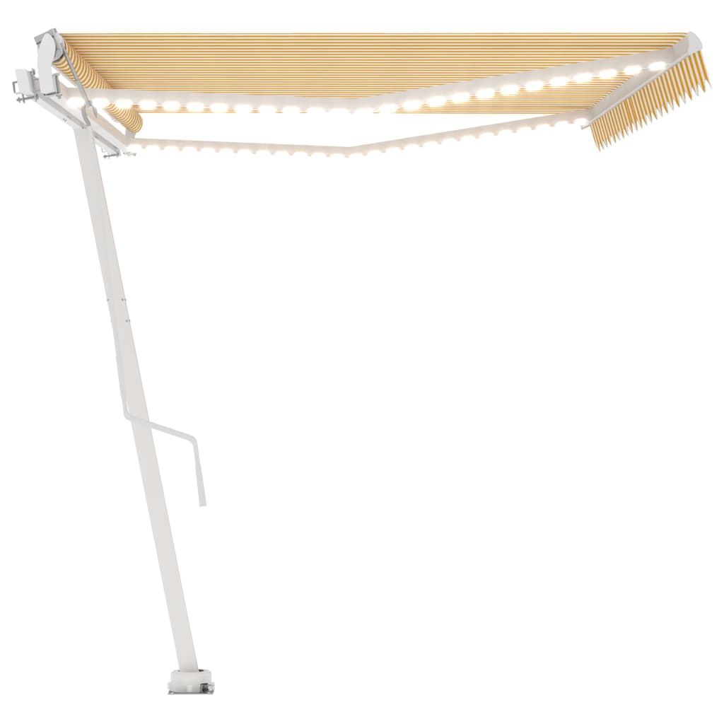 Automatisk Markise Med Vindsensor Og Led 500X300 Cm Gul/Hvit