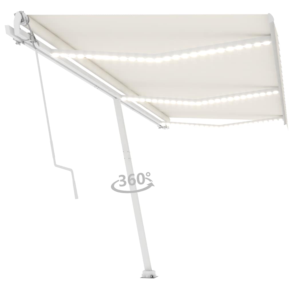 Automatisk Markise Med Vindsensor Og Led 600X300 Cm Kremhvit