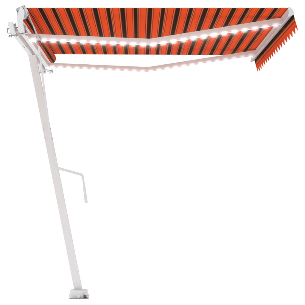 Automatisk Markise Med Vindsensor Og Led 450X350Cm Oransje Brun