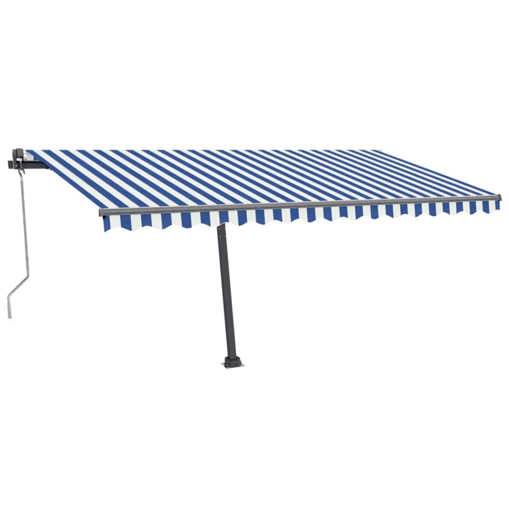 Frittstående Automatisk Markise 400X300 Cm Blå/Hvit