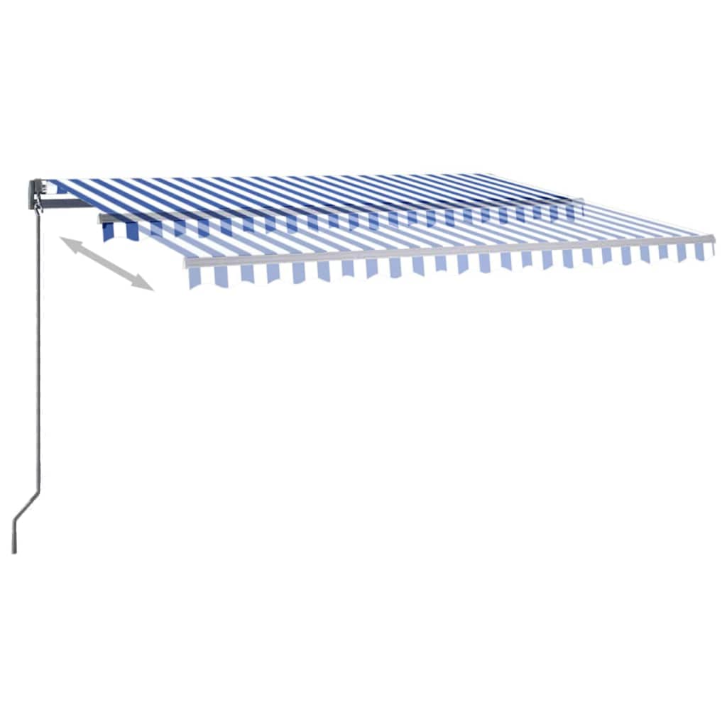 Frittstående Automatisk Markise 400X300 Cm Blå/Hvit