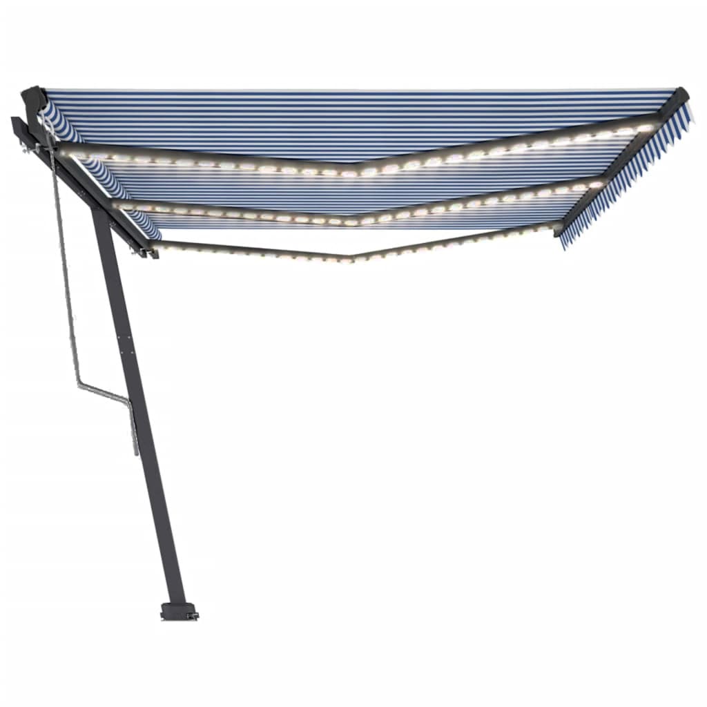 Automatisk Markise Med Vindsensor Og Led 600X300 Cm Blå Og Hvit