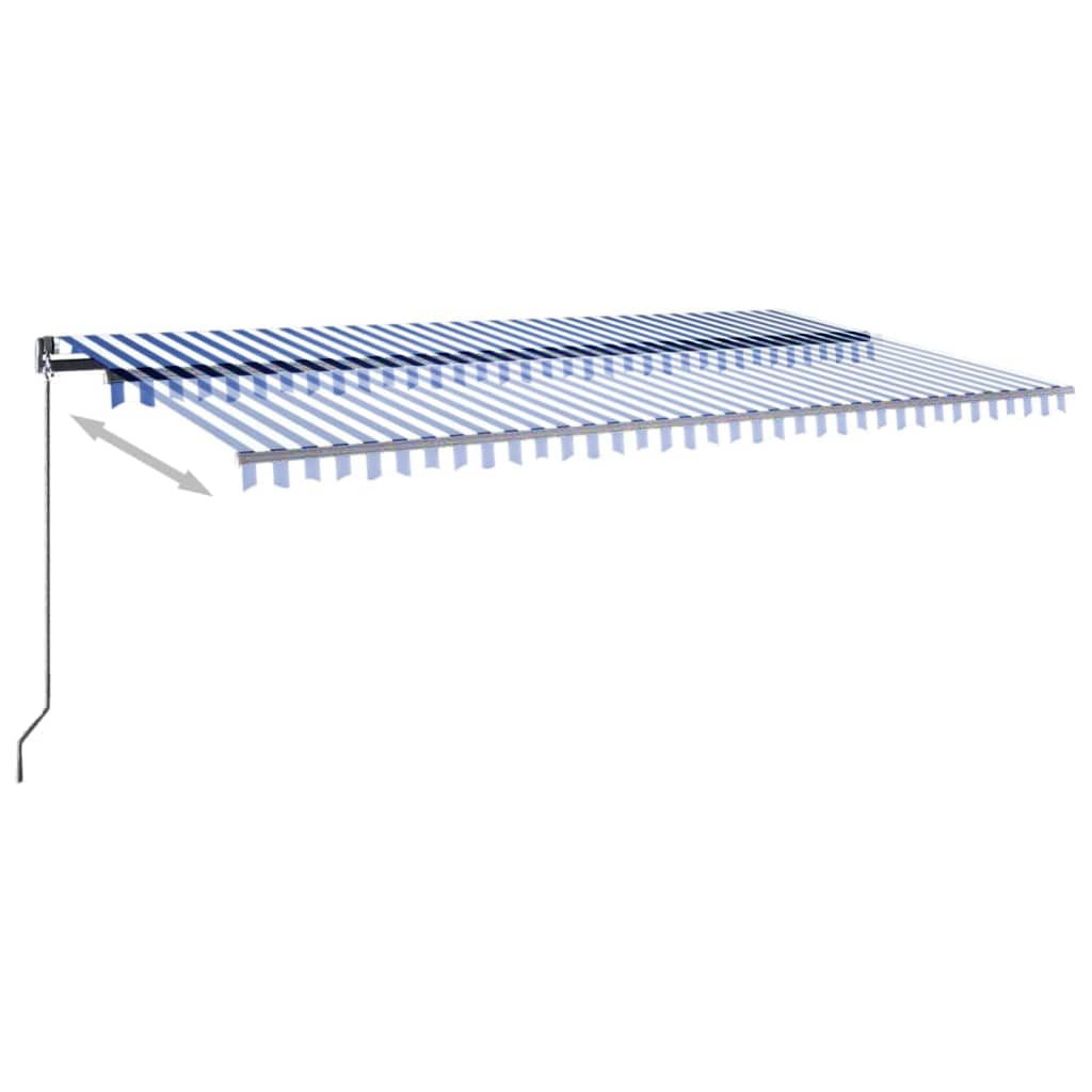 Automatisk Markise Med Vindsensor Og Led 600X300 Cm Blå Og Hvit