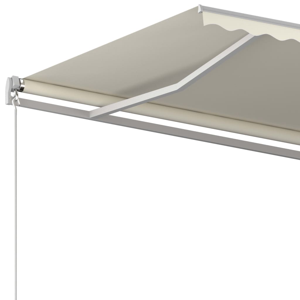 Automatisk Uttrekkbar Markise Med Stolper 5X3,5 M Kremhvit