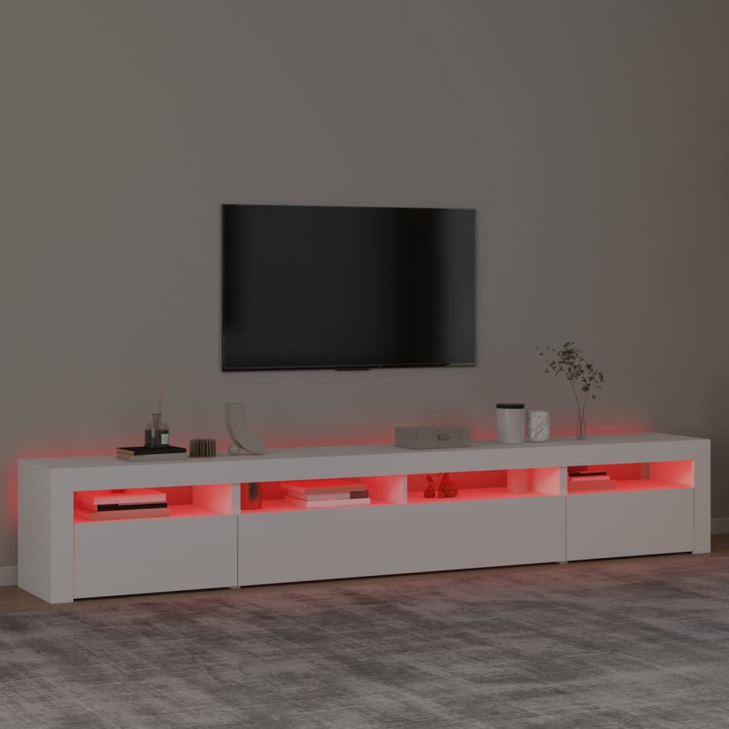 Tv-Benk Med Led-Lys Hvit 240X35X40 Cm