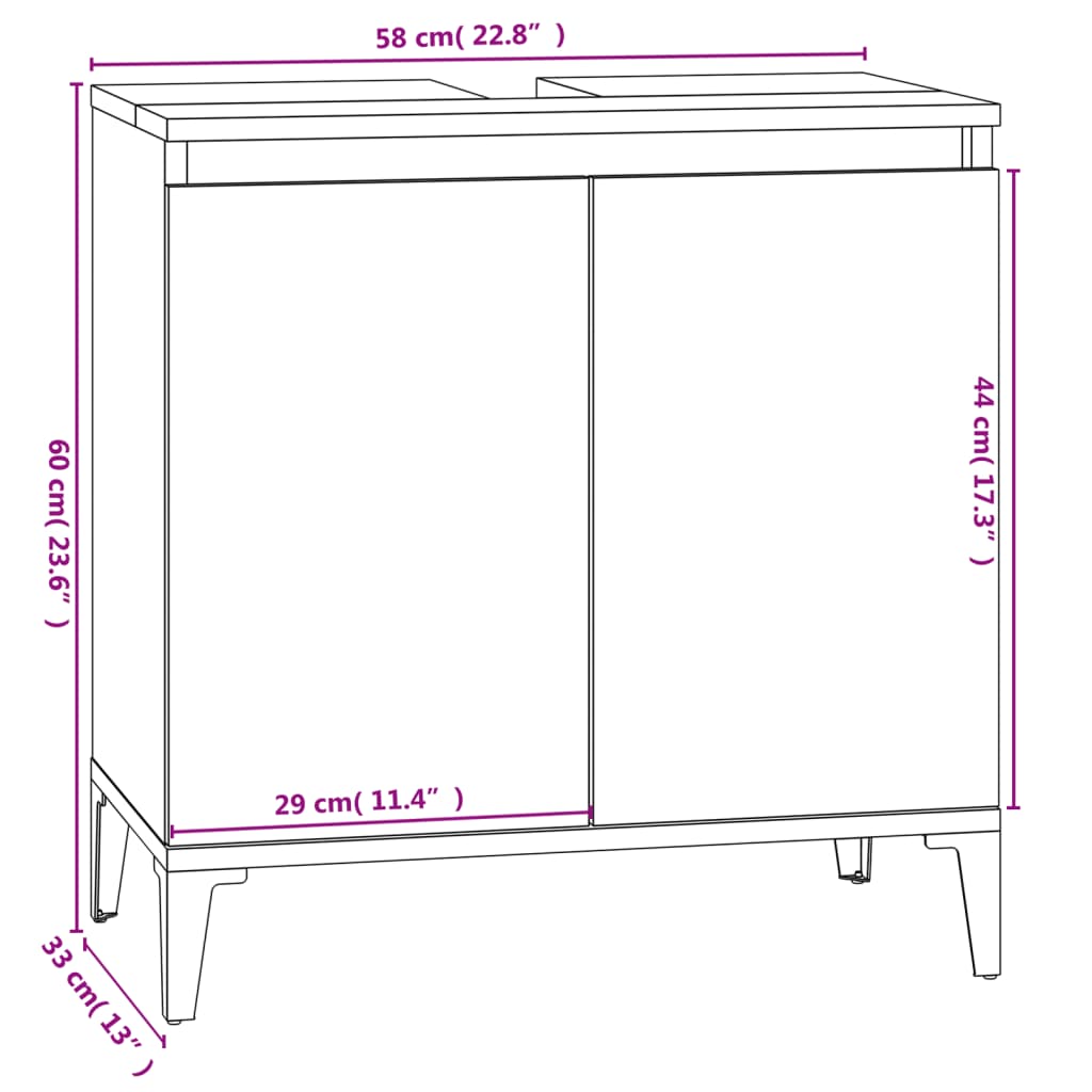 Servantskap Svart 58X33X60 Cm Konstruert Tre