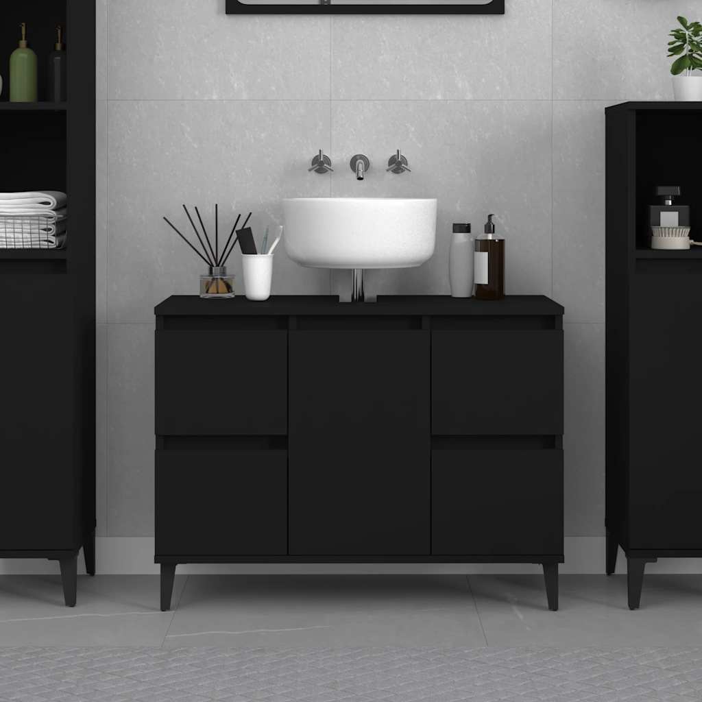 Servantskap Svart 80X33X60 Cm Konstruert Tre