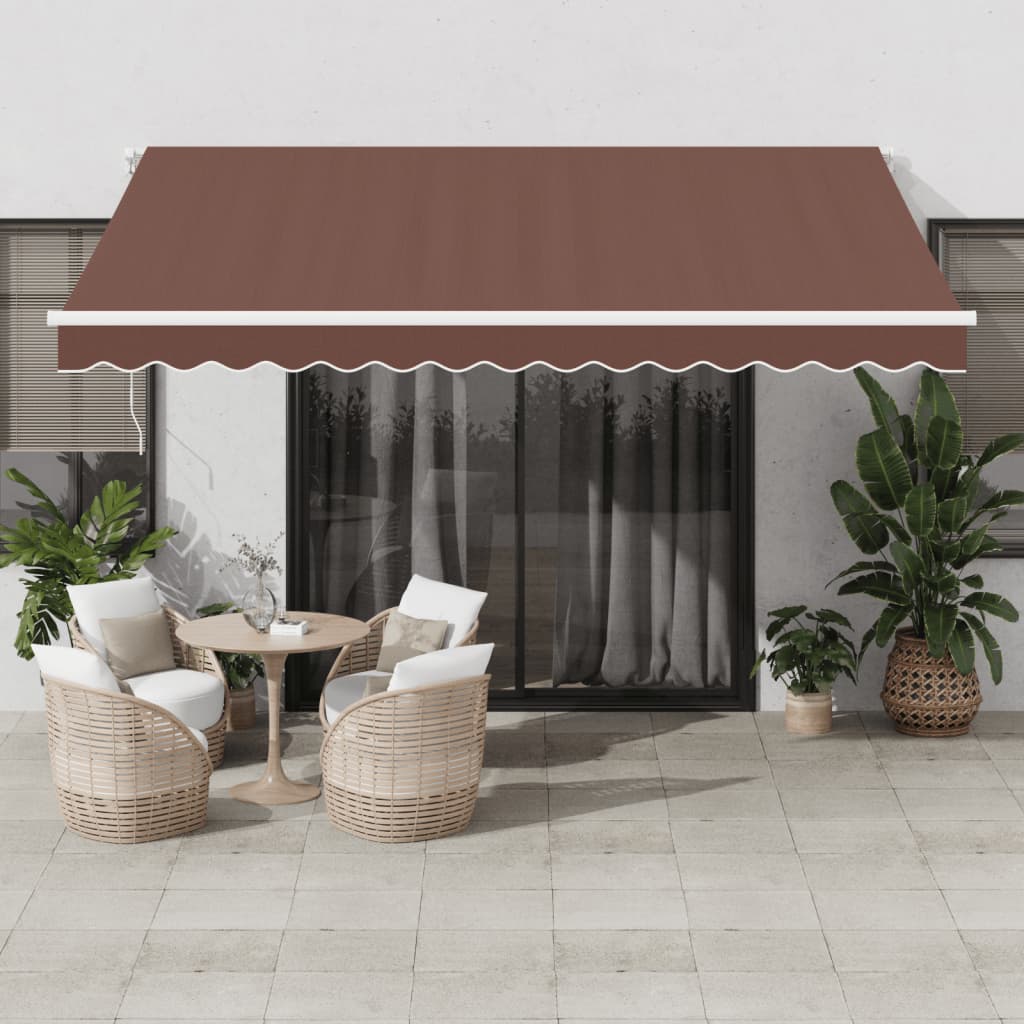 Automatisk Uttrekkbar Markise Med Led Brun 400X350 Cm