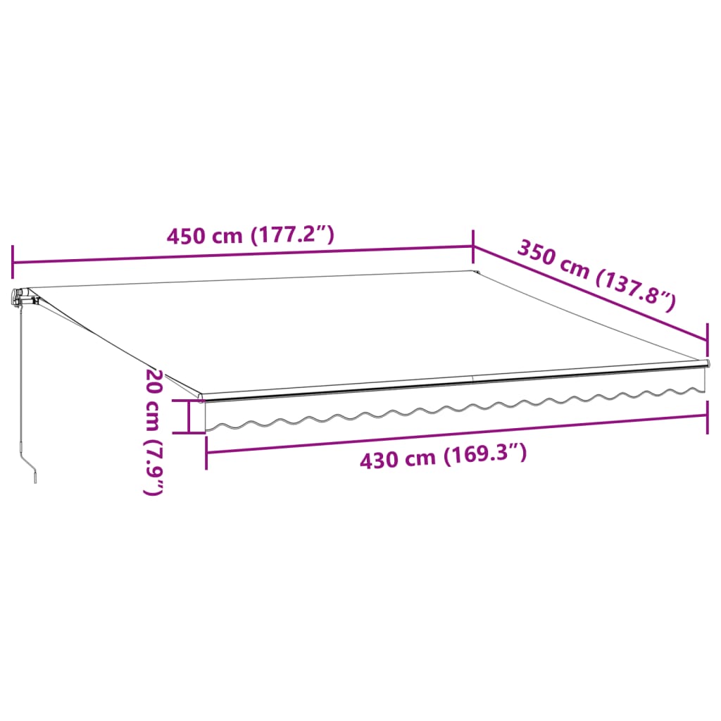Manuell Uttrekkbar Markise Med Led Brun 450X350 Cm