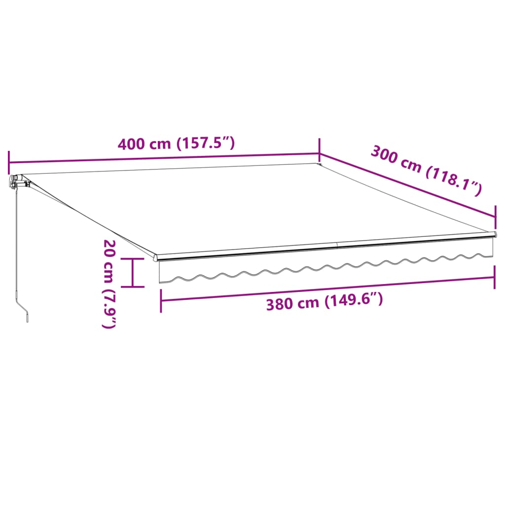 Manuell Uttrekkbar Markise Med Led Burgunder 400X300 Cm