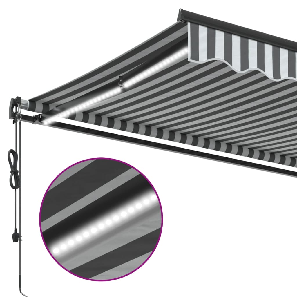 Automatisk Uttrekkbar Markise Led Antrasitt Og Hvit 400X300 Cm
