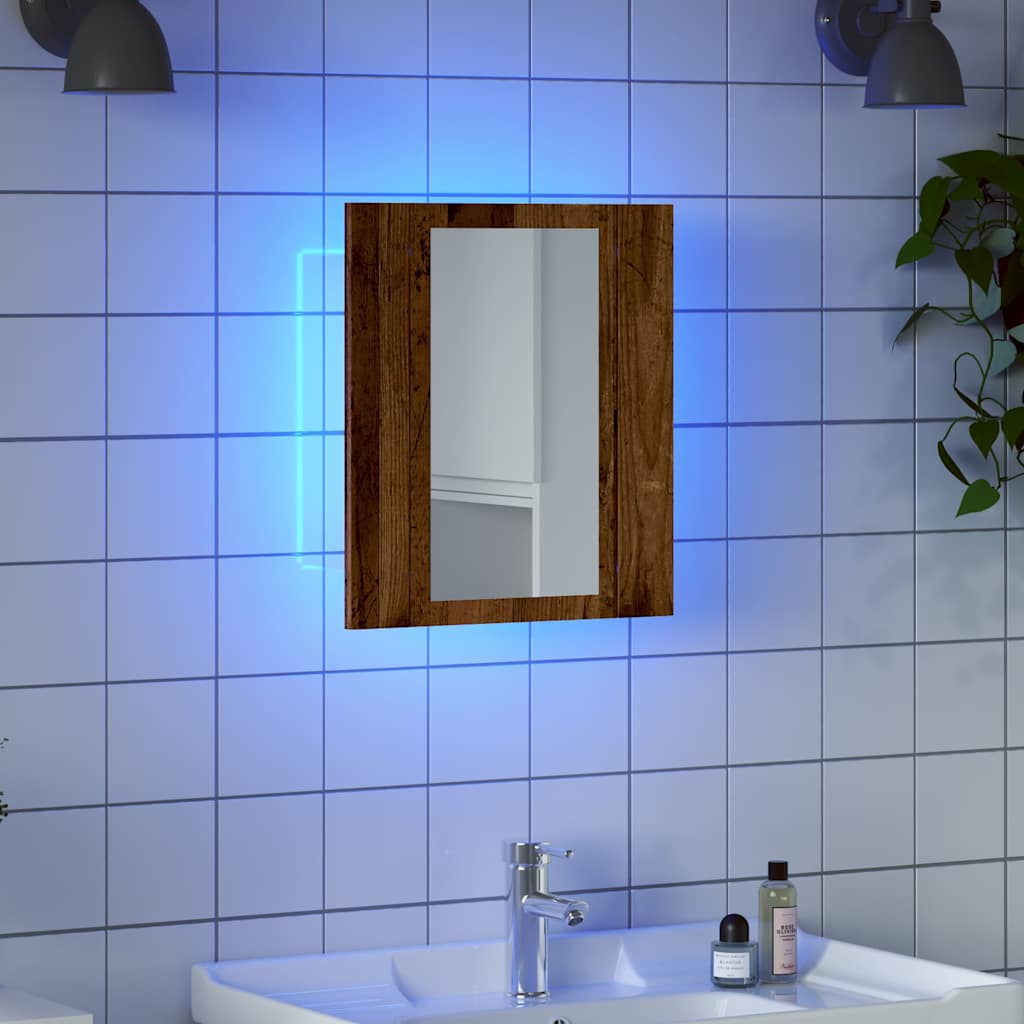 Speilskap Med Led Gammelt Tre 40X12X45 Cm Konstruert Tre