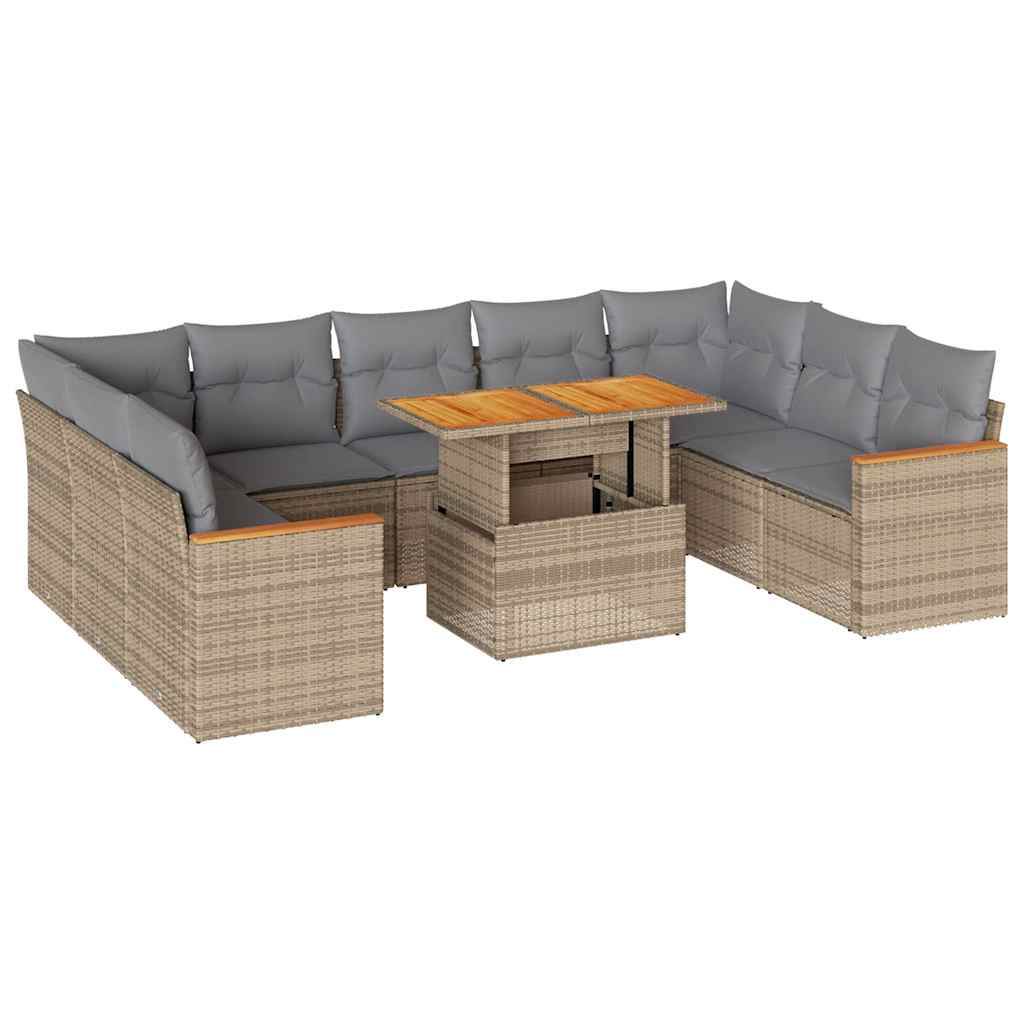 Hagesofaer Med Puter 10 Deler Beige Polyrotting Akasie
