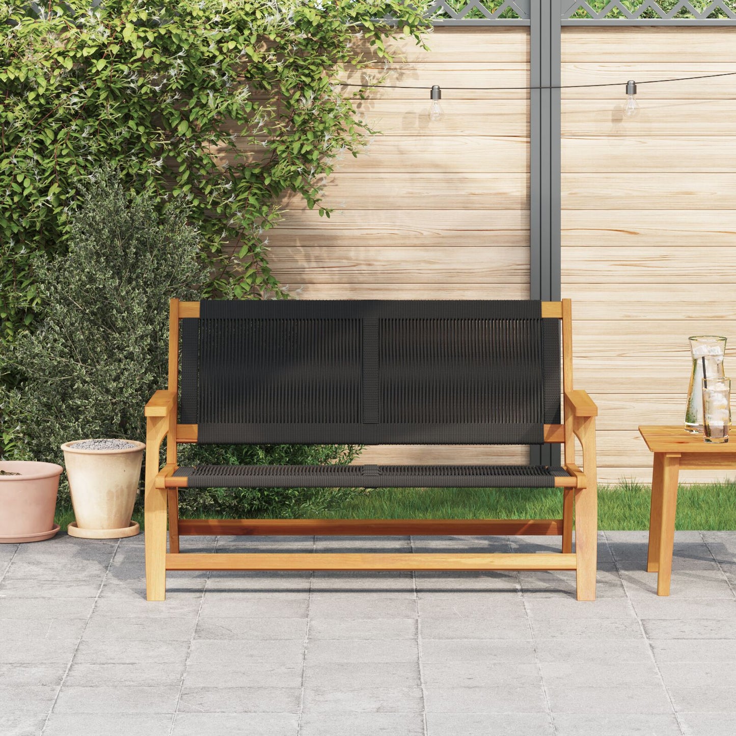 Hagebenk Svart 76X122X73 Cm Massivt Akasietre