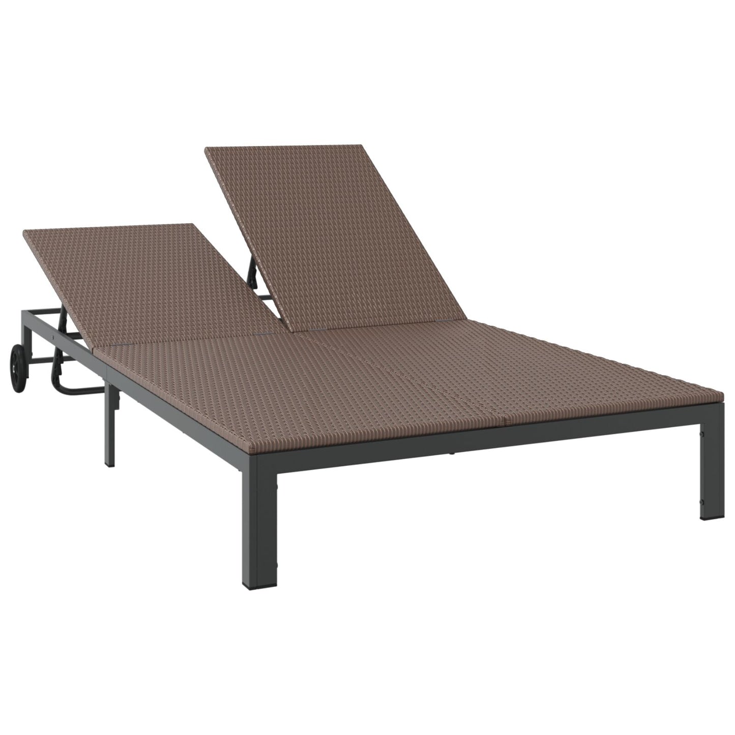 Solseng Med Puter Og Hjul For 2 Personer Brun Poly Rattan