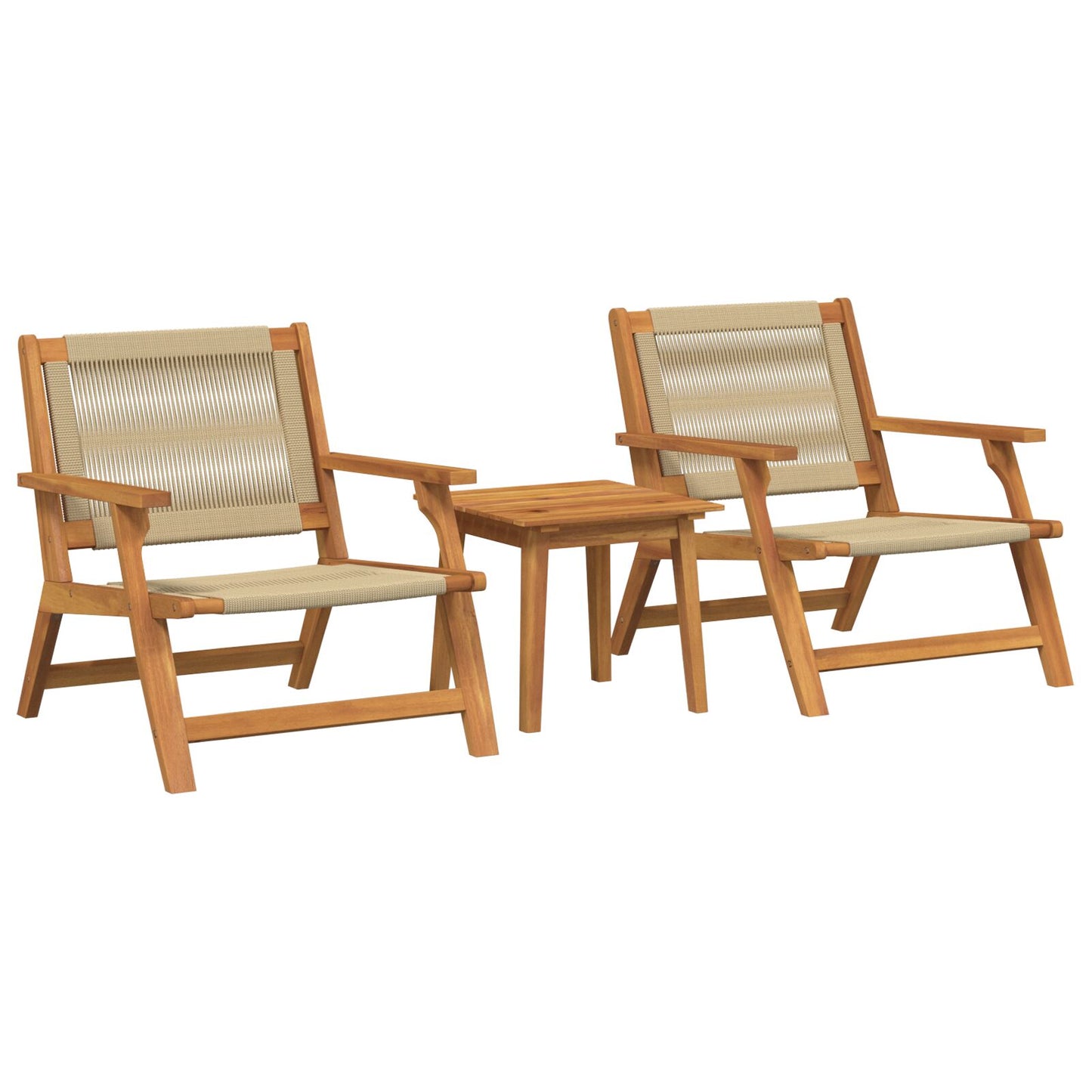 Hagemøbler Med Bord, 3 Deler, Beige, Massivt Akasietre