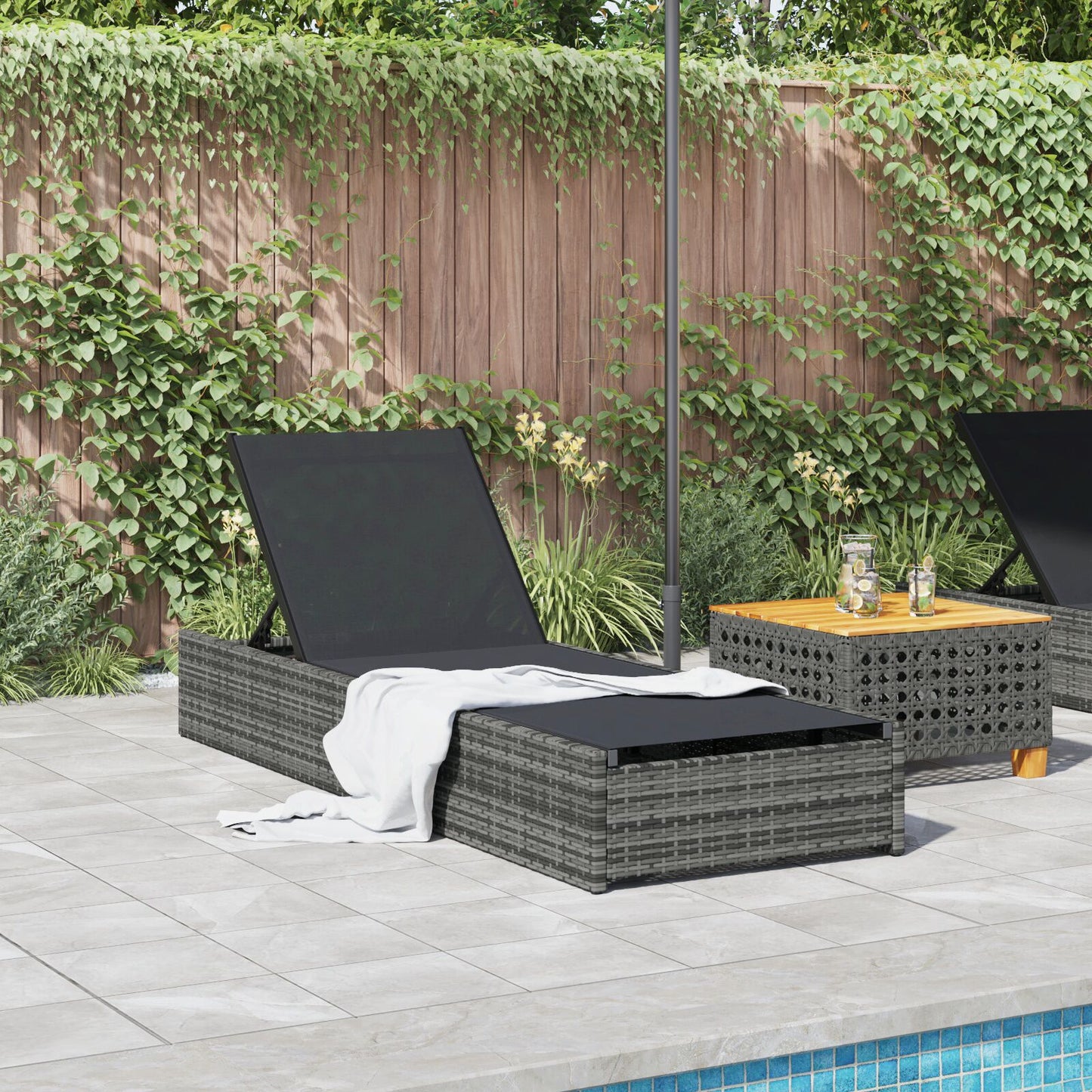 Solstol Grå 60X200X27 Cm Poly Rattan
