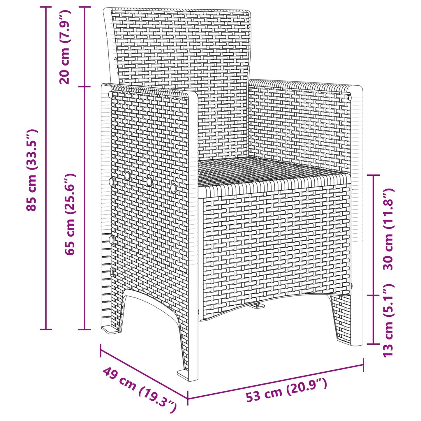 Hage Stol Sett Med 4 Hvit Poly Rattan Standard Lettvekt