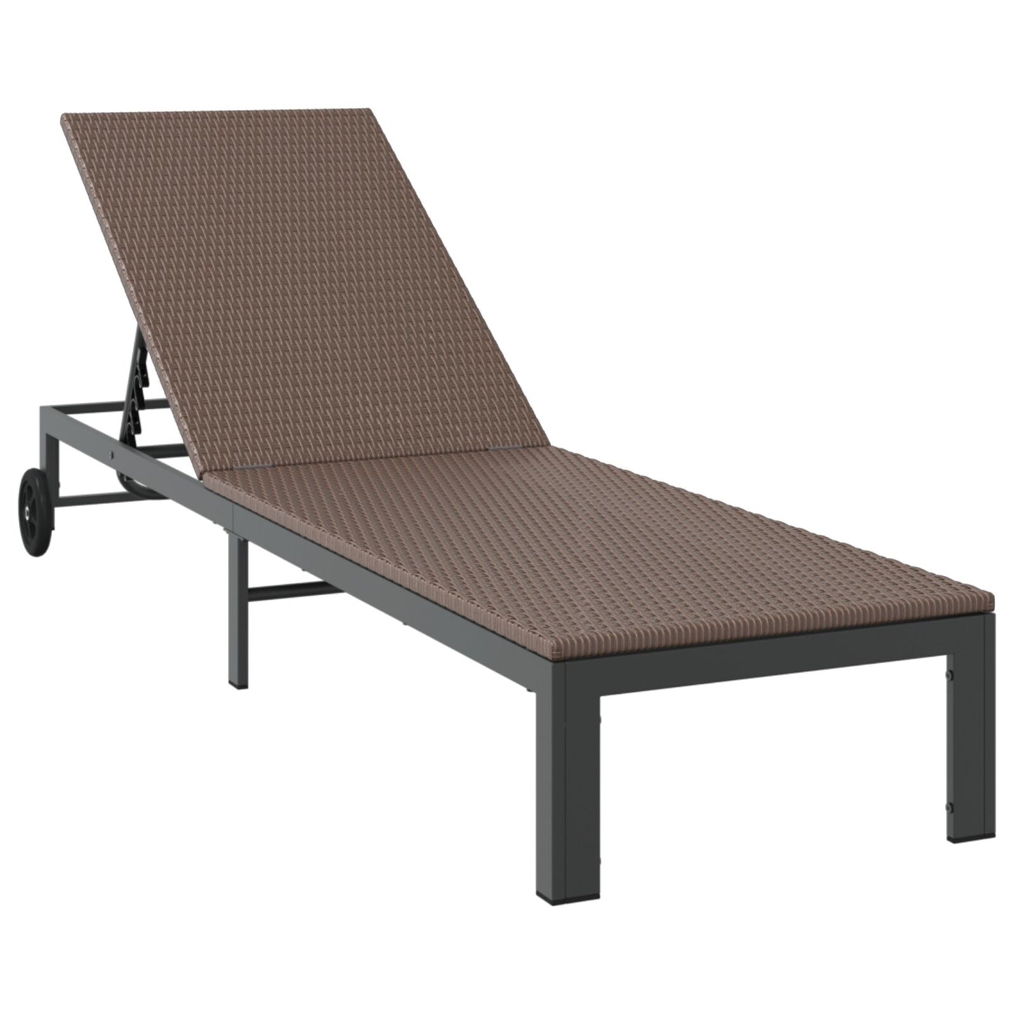 Solseng Med Hjul Brun Poly Rattan