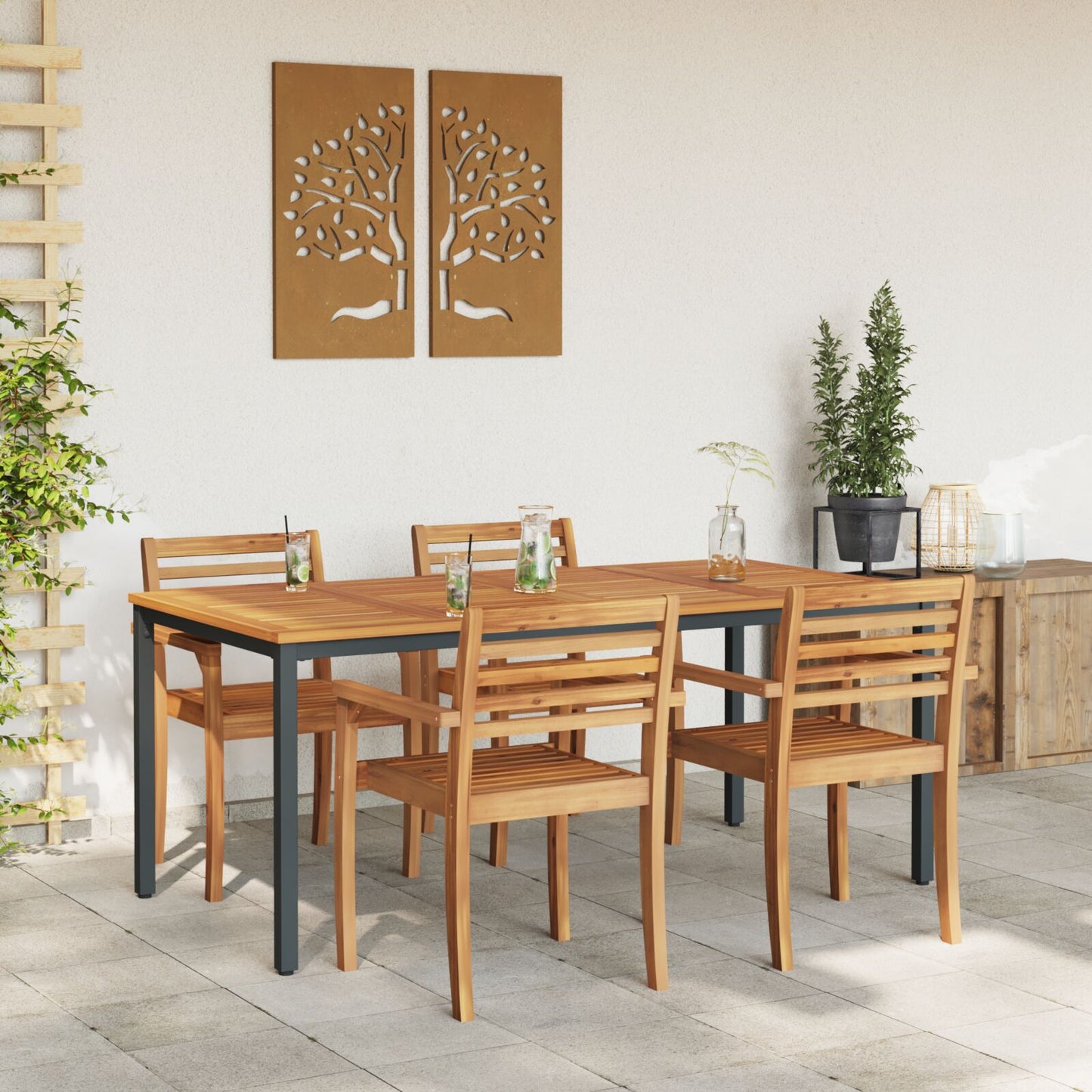 Hagebord 180X90X75 Cm Solid Akasietre Og Metall