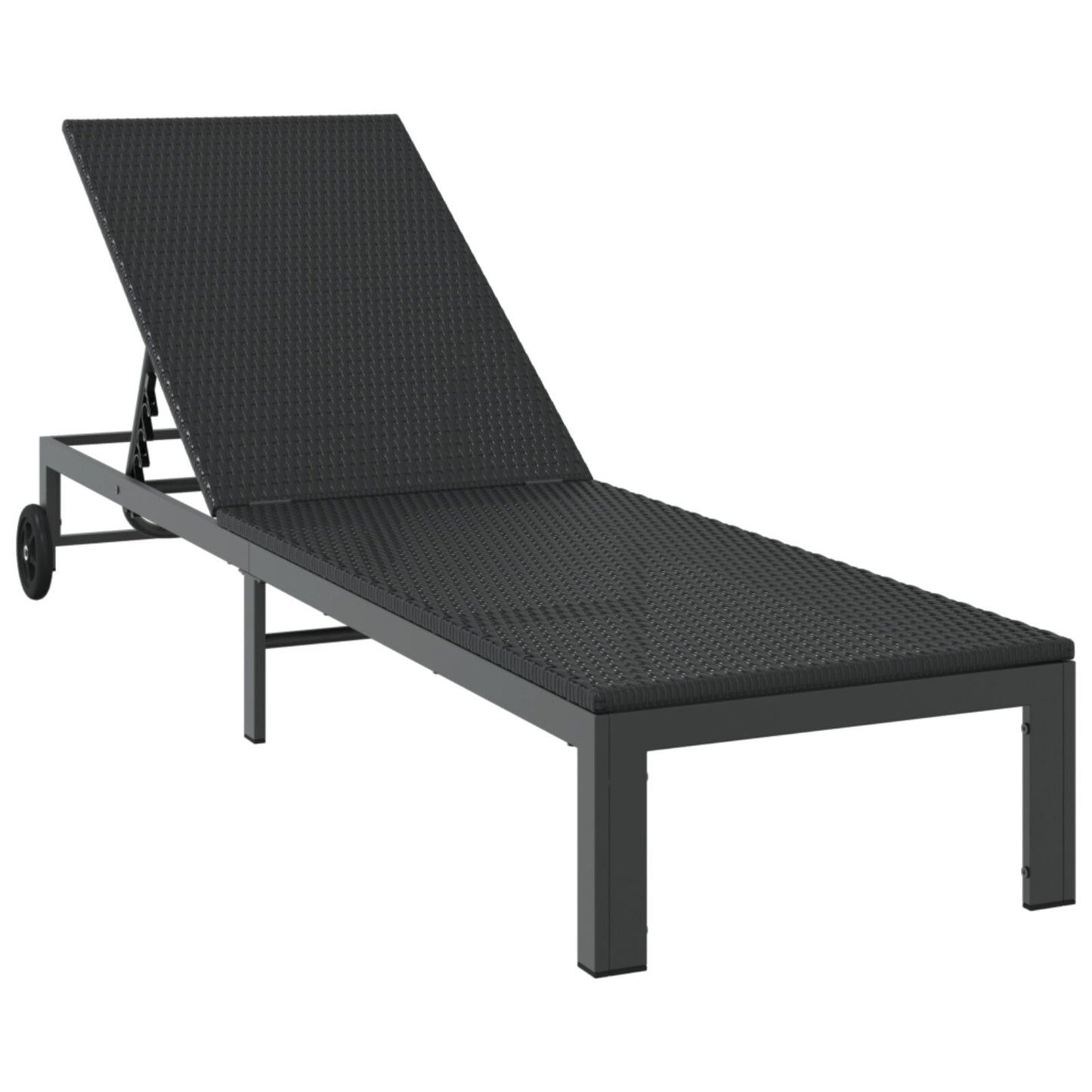 Solsenger 2 Stk Med Hjul Og Bord Svart Poly Rattan