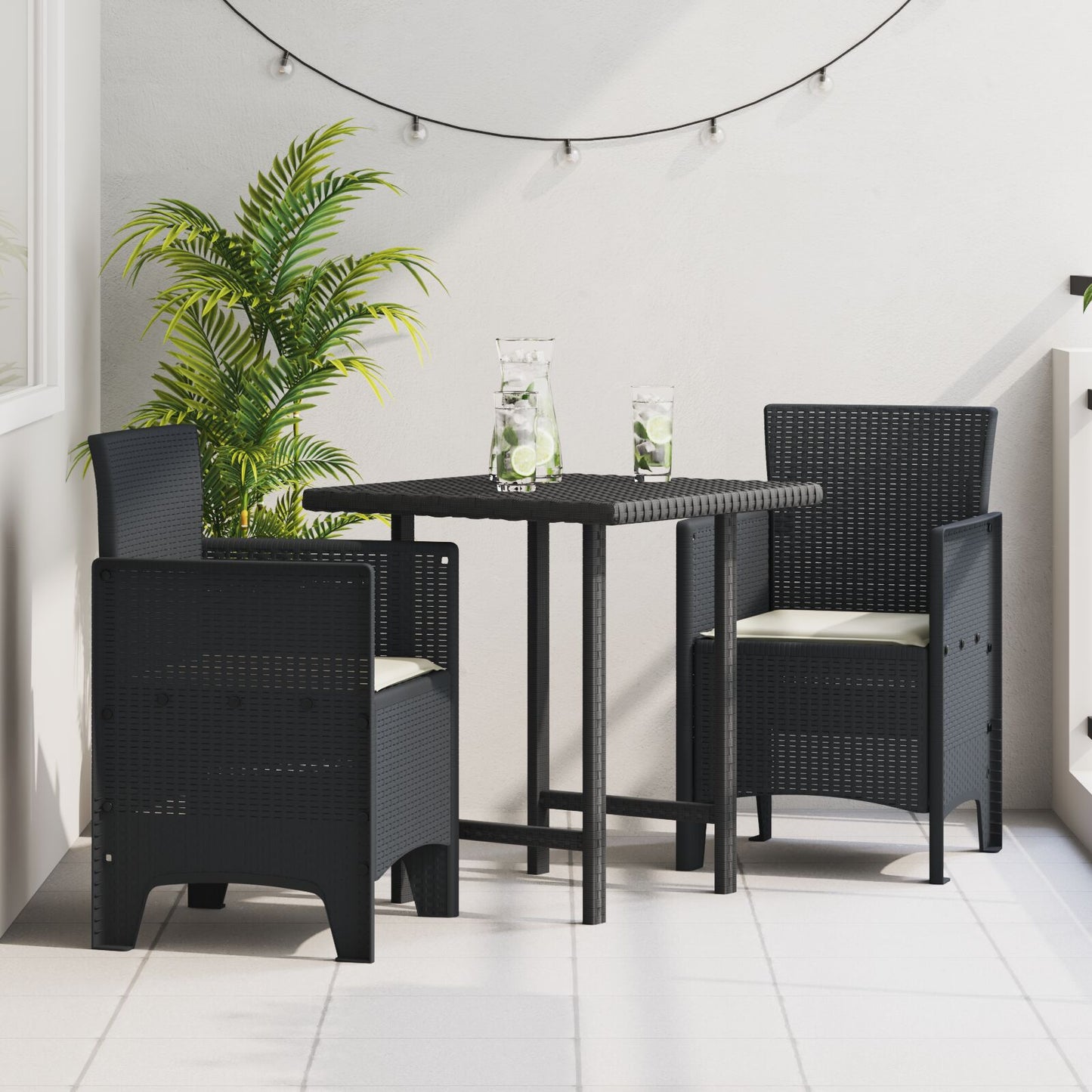 Hagestol Sett Med 2 Antrasitt, Kremhvit Plastrotting Standard