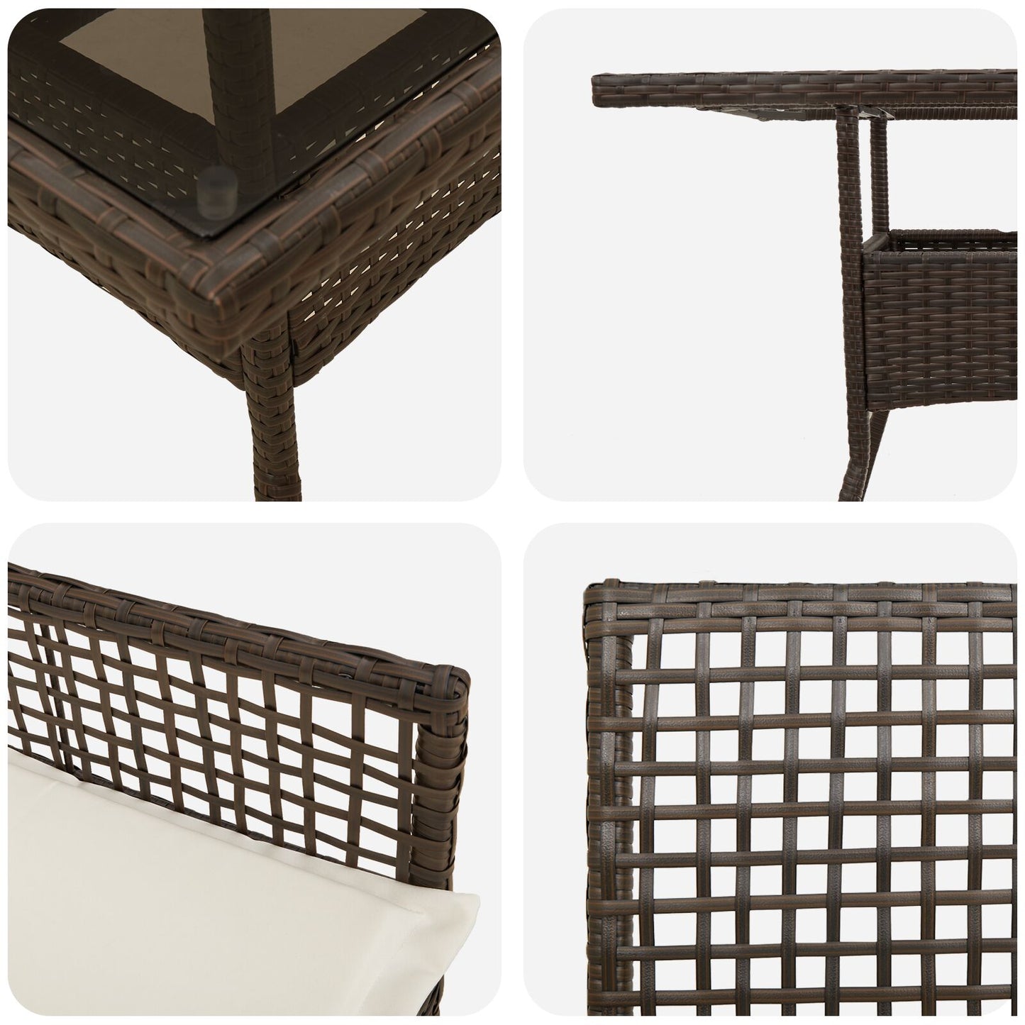 3 Delt Hage Spisebordsett Brun Poly Rattan