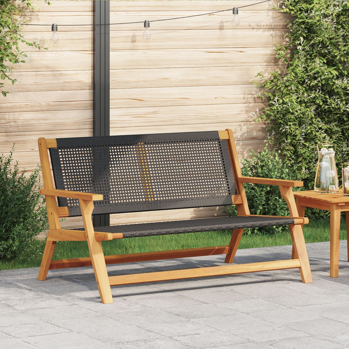 Hagebenk Svart 122X76X73,5 Cm Solid Akasietre