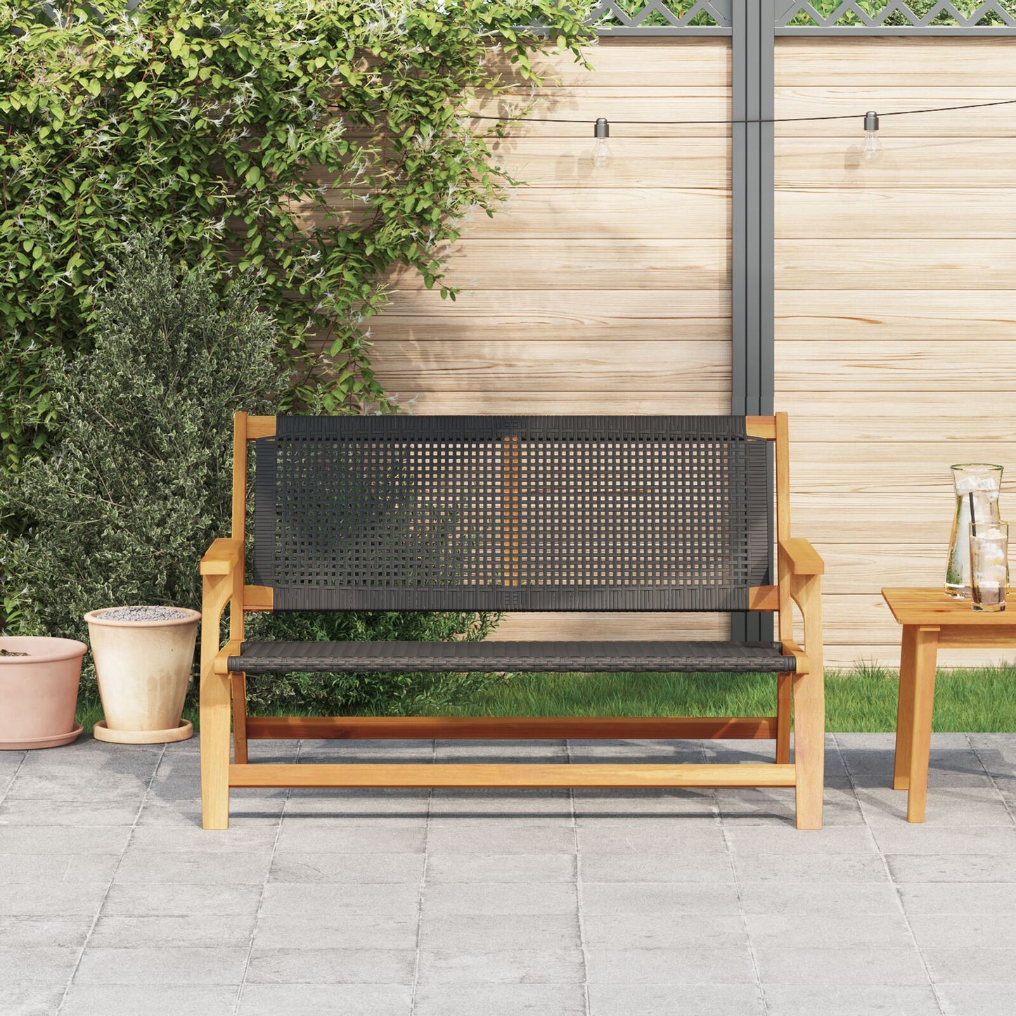 Hagebenk Svart 122X76X73,5 Cm Solid Akasietre