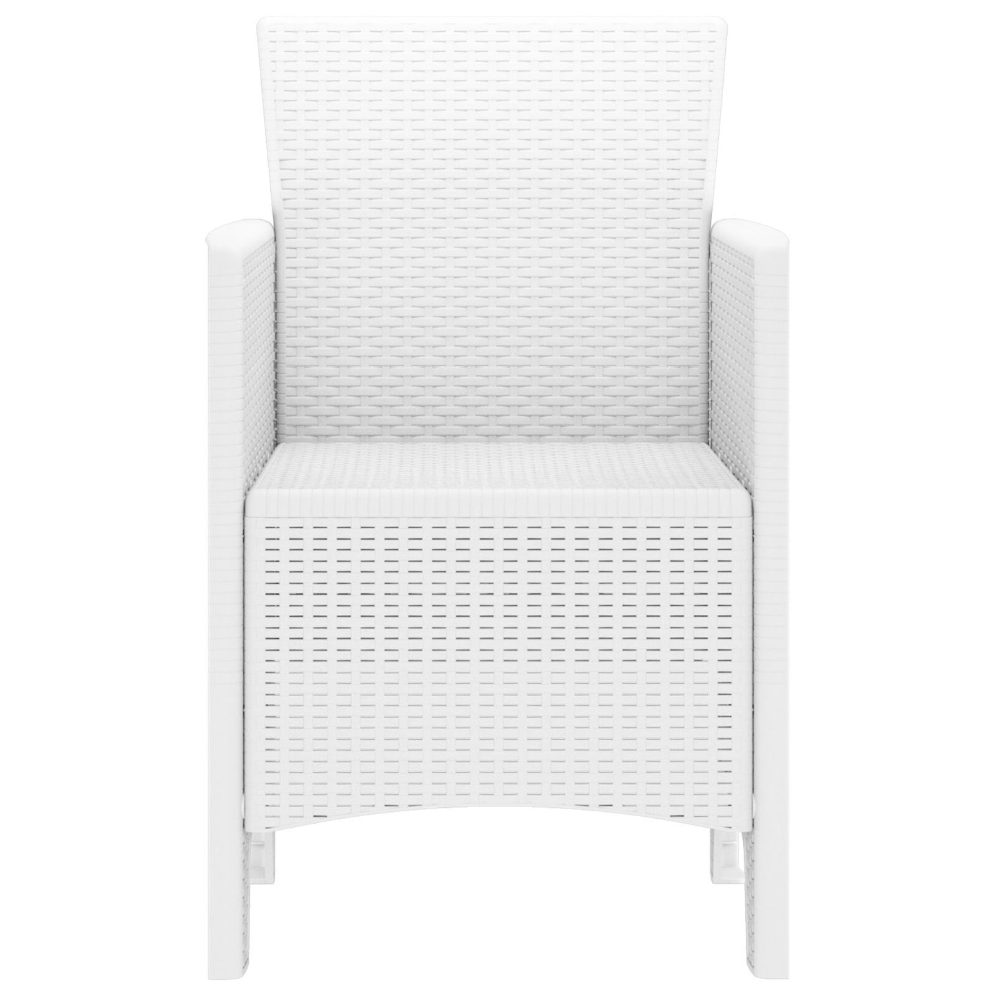 Hage Stol Sett Med 4 Hvit Poly Rattan Standard Lettvekt