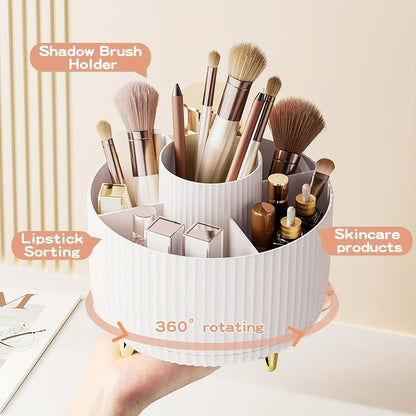 360° Rotating Makeup Brush Organizer – Large Capacity Storage Box