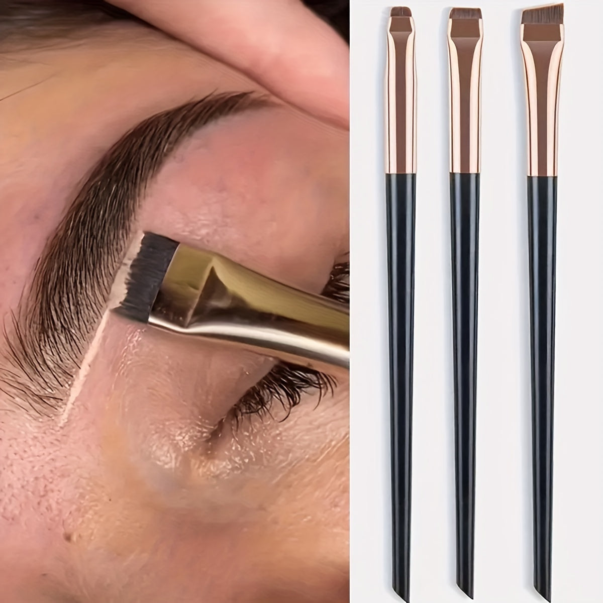 3-in-1 Eyebrow & Eyeliner Brush Set – Precision Natural Eyebrow Powder & Detail Brush