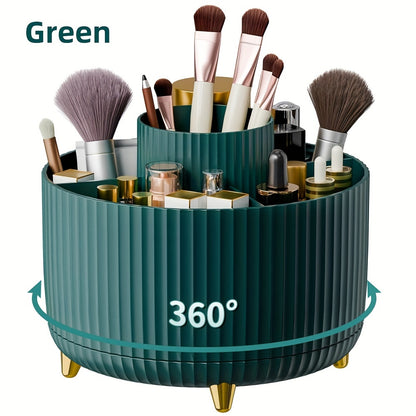 360° Rotating Makeup Brush Organizer – Large Capacity Storage Box