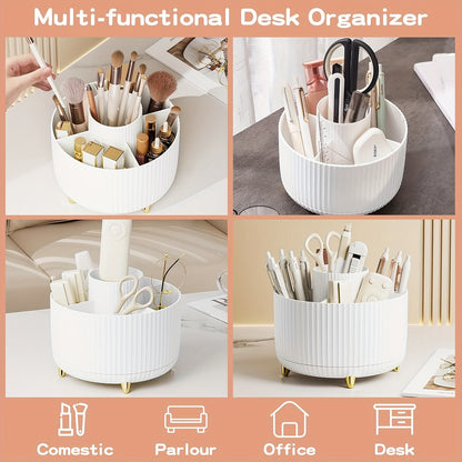 360° Rotating Makeup Brush Organizer – Large Capacity Storage Box