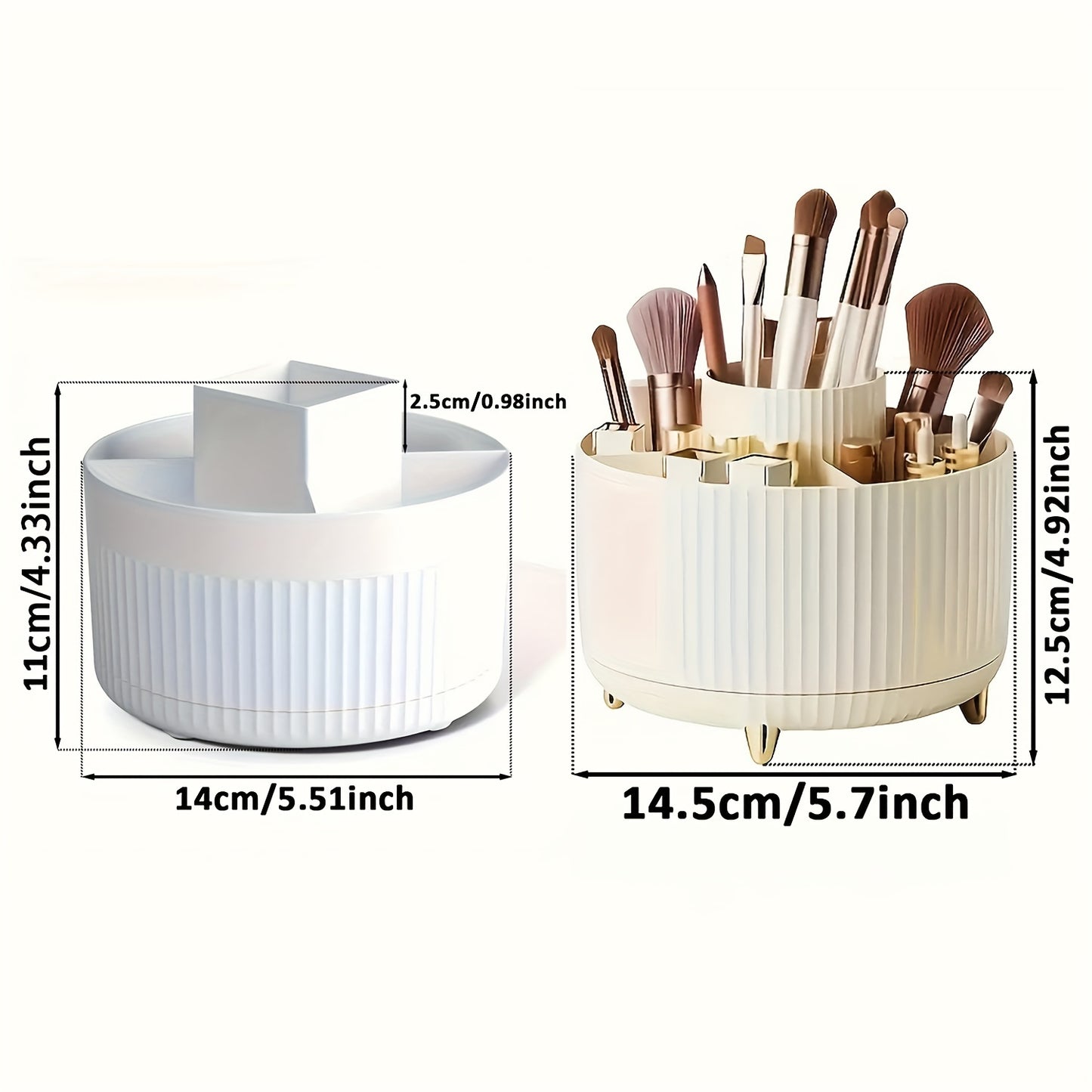 360° Rotating Makeup Brush Organizer – Large Capacity Storage Box