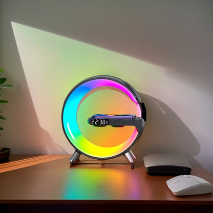 4-in-1 Wireless Charger Stand – Alarm Clock, Speaker & APP-controlled RGB Light