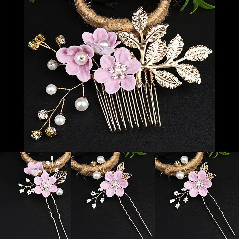 4pcs Pearl & Rhinestone Bridal Hair Clips – Elegant Wedding Accessories