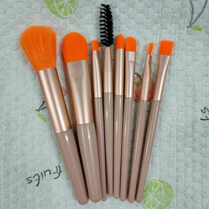 8pcs Portable Soft Makeup Brush Set – Multicolor with Bag