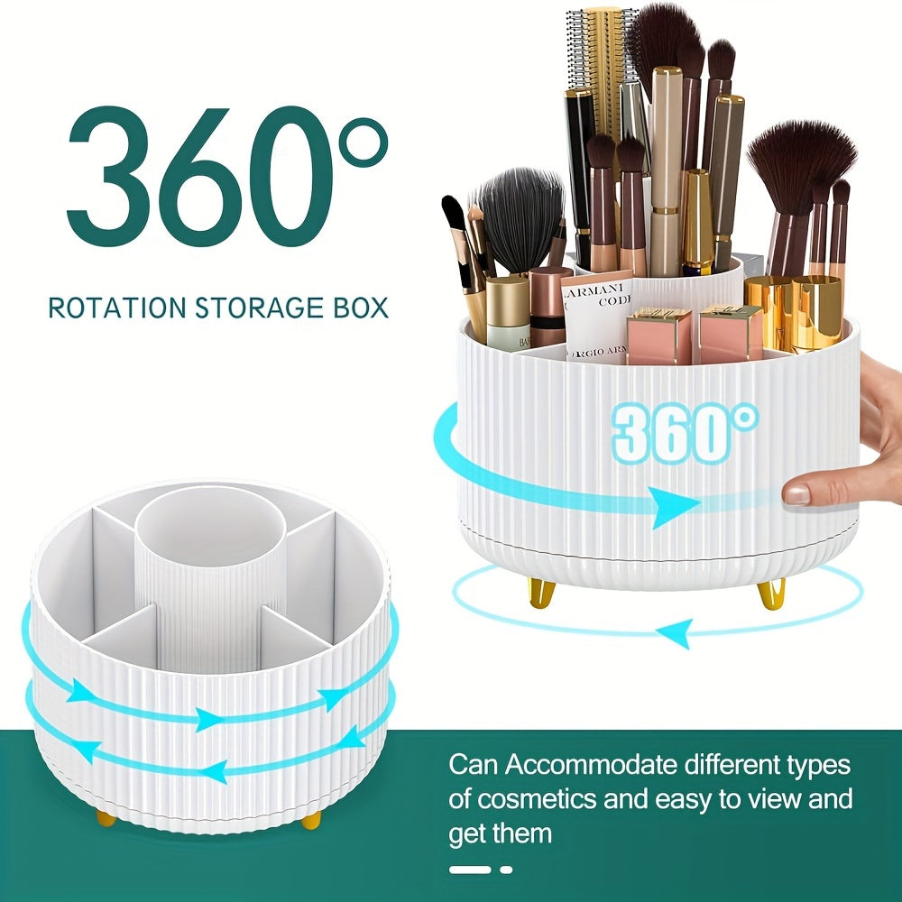 360° Rotating Makeup Brush Organizer – Large Capacity Storage Box