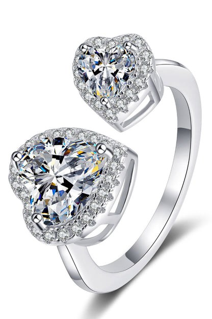 Moissanite Open Heart Ring