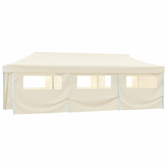 Sammenleggbart Festtelt Popup Med 8 Sidevegger 3X9 M Kremhvit